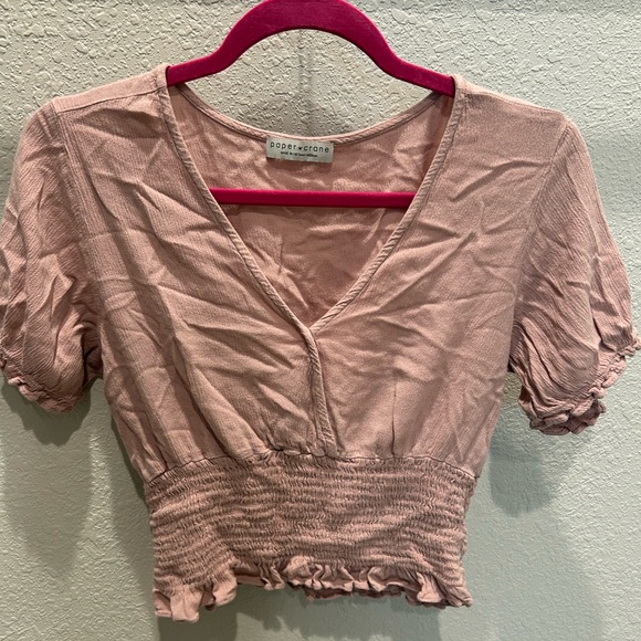 Pink Ruffled V-Neck Top - Picture 3 of 3